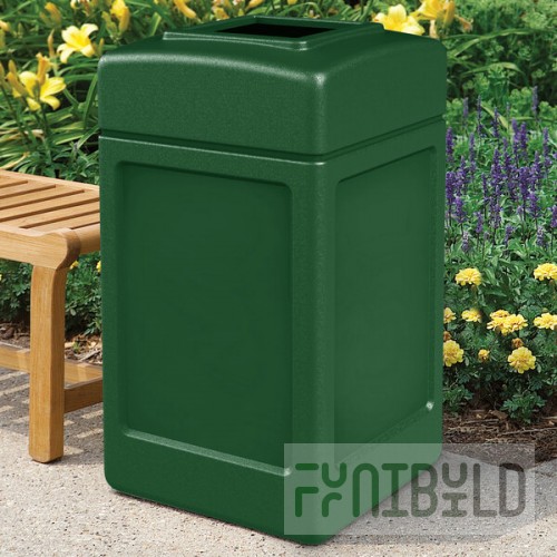 Commercial Zone 732153 PolyTec 42 Gallon Square Forest Green Trash Can