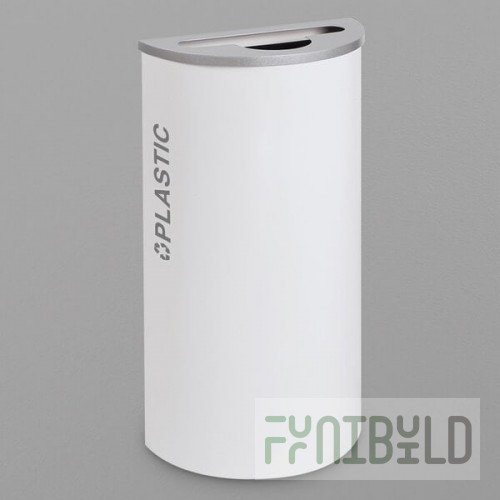 Ex-Cell Kaiser RC-KDHR-PL BT-WHT Black Tie Kaleidoscope White Gloss Half Round 8 Gallon Plastic Receptacle
