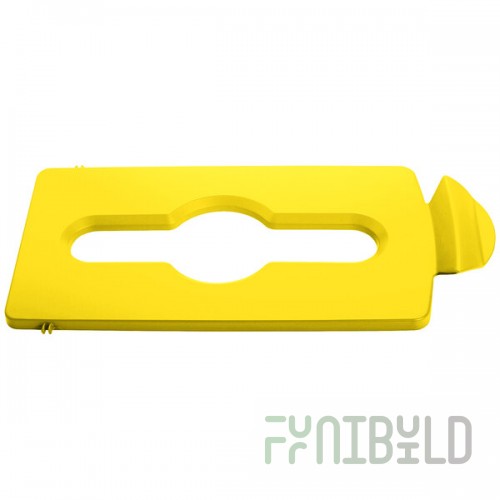 Rubbermaid® 2007883 Slim Jim Recycling Yellow Rectangular Hinged Mixed Recycling Lid Insert