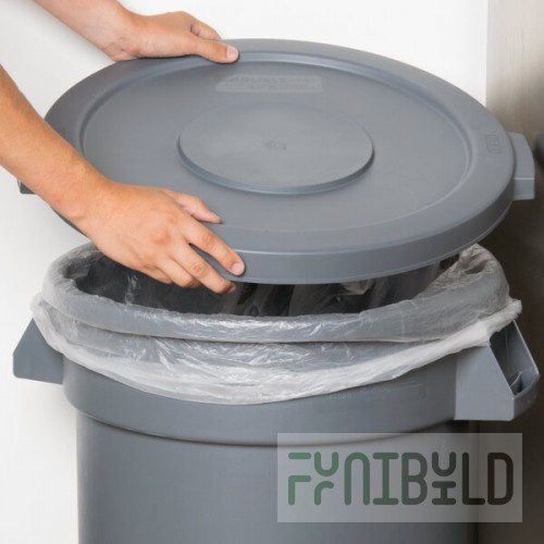 Carlisle 84102123 Bronco 20 Gallon Gray Flat Round Trash Can Lid