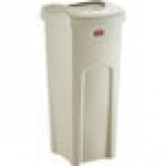 Rubbermaid® 6903569BGKIT Untouchable 92 Qt. / 23 Gallon Beige Square Trash Can with Drop Shot Lid