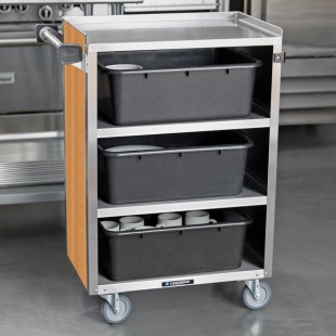 Lakeside 815LM 4 Shelf Medium Duty Stainless Steel Utility Cart with Enclosed Base and Light Maple Finish - 16 7/8 Lakeside 815LM 4 Shelf Medium Duty Stainless Steel Utility Cart with Enclosed Base and Light Maple Finish - 16 7/8