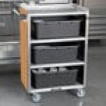 Lakeside 815LM 4 Shelf Medium Duty Stainless Steel Utility Cart with Enclosed Base and Light Maple Finish - 16 7/8 Lakeside 815LM 4 Shelf Medium Duty Stainless Steel Utility Cart with Enclosed Base and Light Maple Finish - 16 7/8