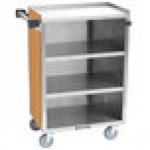 Lakeside 815LM 4 Shelf Medium Duty Stainless Steel Utility Cart with Enclosed Base and Light Maple Finish - 16 7/8 Lakeside 815LM 4 Shelf Medium Duty Stainless Steel Utility Cart with Enclosed Base and Light Maple Finish - 16 7/8
