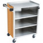 Lakeside 615LM 4 Shelf Standard Duty Stainless Steel Utility Cart with Enclosed Base and Light Maple Finish - 16 1/2