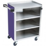 Lakeside 615LM 4 Shelf Standard Duty Stainless Steel Utility Cart with Enclosed Base and Light Maple Finish - 16 1/2