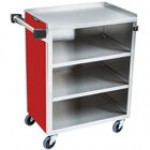 Lakeside 615LM 4 Shelf Standard Duty Stainless Steel Utility Cart with Enclosed Base and Light Maple Finish - 16 1/2