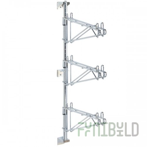 Metro AW25C Super Erecta Chrome Triple Level Post-Type Wall Mount Mid Unit for 14