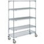 Metro 5A336EC Super Adjustable Chrome 5 Tier Mobile Shelving Unit with Polyurethane Casters - 18 Metro 5A336EC Super Adjustable Chrome 5 Tier Mobile Shelving Unit with Polyurethane Casters - 18