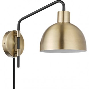 Globe Vintage Antique Brass / Matte Black Plug-In or Hardwire Wall Sconce - 120V, 60W Globe Vintage Antique Brass / Matte Black Plug-In or Hardwire Wall Sconce - 120V, 60W