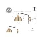 Globe Vintage Antique Brass / Matte Black Plug-In or Hardwire Wall Sconce - 120V, 60W Globe Vintage Antique Brass / Matte Black Plug-In or Hardwire Wall Sconce - 120V, 60W