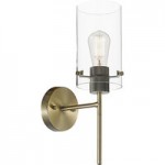 Globe Vintage Antique Brass / Matte Black Plug-In or Hardwire Wall Sconce - 120V, 60W Globe Vintage Antique Brass / Matte Black Plug-In or Hardwire Wall Sconce - 120V, 60W