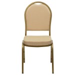 Flash Furniture FD-C03-ALLGOLD-H20124E-GG Hercules Beige Pattern Fabric Dome Back Stackable Banquet Chair with Gold Frame