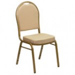 Flash Furniture FD-C03-ALLGOLD-H20124E-GG Hercules Beige Pattern Fabric Dome Back Stackable Banquet Chair with Gold Frame