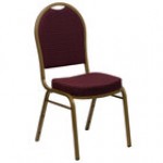 Flash Furniture FD-C03-ALLGOLD-H20124E-GG Hercules Beige Pattern Fabric Dome Back Stackable Banquet Chair with Gold Frame