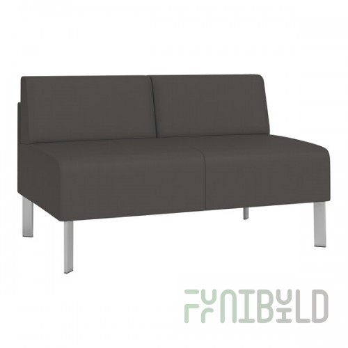 Lesro Luxe Lounge Series Patriot Plus Charcoal Vinyl Loveseat with Steel Legs