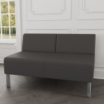 Lesro Luxe Lounge Series Patriot Plus Charcoal Vinyl Loveseat with Steel Legs Lesro Luxe Lounge Series Patriot Plus Charcoal Vinyl Loveseat with Steel Legs