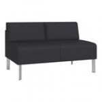 Lesro Luxe Lounge Series Patriot Plus Charcoal Vinyl Loveseat with Steel Legs Lesro Luxe Lounge Series Patriot Plus Charcoal Vinyl Loveseat with Steel Legs