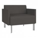 Lesro Luxe Lounge Series Patriot Plus Charcoal Vinyl Loveseat with Steel Legs Lesro Luxe Lounge Series Patriot Plus Charcoal Vinyl Loveseat with Steel Legs