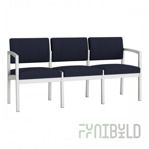 Lesro Lenox Steel Open House Navy Fabric 3-Seat Sofa