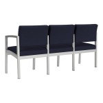 Lesro Lenox Steel Open House Navy Fabric 3-Seat Sofa