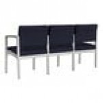 Lesro Lenox Steel Open House Navy Fabric 3-Seat Sofa