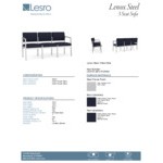 Lesro Lenox Steel Open House Navy Fabric 3-Seat Sofa