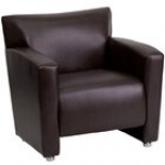 Flash Furniture 222-1-BK-GG Hercules Majesty Black Leather Chair with Aluminum Feet