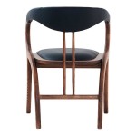QA Group Black Faux Leather Peru Arm Chair with Natural Wooden Frame QA Group Black Faux Leather Peru Arm Chair with Natural Wooden Frame