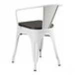 Lancaster Table & Seating Alloy Pearl White Indoor Arm Chair with Black Wood Seat Lancaster Table & Seating Alloy Pearl White Indoor Arm Chair with Black Wood Seat