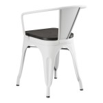 Lancaster Table & Seating Alloy Pearl White Indoor Arm Chair with Black Wood Seat Lancaster Table & Seating Alloy Pearl White Indoor Arm Chair with Black Wood Seat