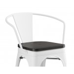 Lancaster Table & Seating Alloy Pearl White Indoor Arm Chair with Black Wood Seat Lancaster Table & Seating Alloy Pearl White Indoor Arm Chair with Black Wood Seat