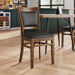 Lancaster Table & Seating Sofia Vintage Finish Wood Chair with Black Vinyl Seat Lancaster Table & Seating Sofia Vintage Finish Wood Chair with Black Vinyl Seat