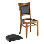 Lancaster Table & Seating Sofia Vintage Finish Wood Chair with Black Vinyl Seat Lancaster Table & Seating Sofia Vintage Finish Wood Chair with Black Vinyl Seat