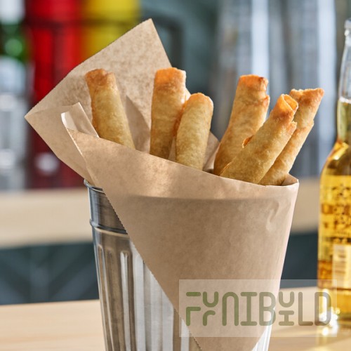 Choice Natural Kraft Wire Cone Basket Liner / Deli Wrap / Double Open Bag 9