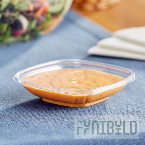Visions 8 oz. Clear PET Plastic Square Catering / Serving Bowl - 125/Pack