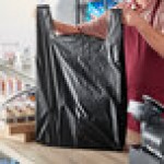 Choice Extra Large Size Black Heavy-Duty Unprinted Plastic T-Shirt Bag - 200/Case