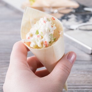 TableCraft BAMDCN5 1.5 oz. Mini Wooden Disposable Serving Cone - 50/Pack