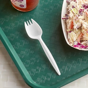 Choice Medium Weight White Polypropylene Plastic Spork - 2,000/Case