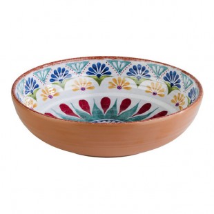 APS Arabesque 37.2 oz. Multicolored Round Melamine Serving Bowl - Sample