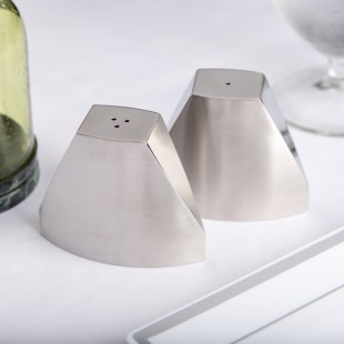 American Metalcraft SPDX22 3.2 oz. Stainless Steel Wedge Salt and Pepper Shaker Set - 12/Case