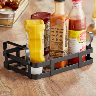 American Metalcraft BWC9 Black Rectangular Condiment Caddy - 9