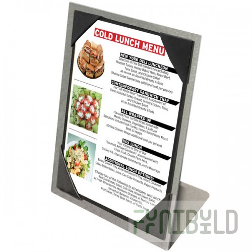 Menu Solutions MTPIX-58 Alumitique Aluminum Menu Tent with Picture Corners - Brushed Finish - 5 1/2