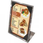 Menu Solutions MTPIX-58 Alumitique Aluminum Menu Tent with Picture Corners - Brushed Finish - 5 1/2 Menu Solutions MTPIX-58 Alumitique Aluminum Menu Tent with Picture Corners - Brushed Finish - 5 1/2