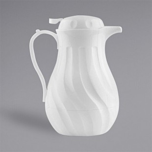TableCraft 1001502 64 oz. White Thermal Swirl Coffee Carafe / Server