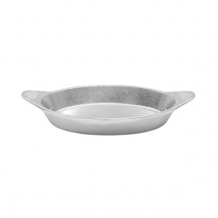 TableCraft CW1730N 24 oz. Natural Cast Aluminum Oval Server with Shell Handles TableCraft CW1730N 24 oz. Natural Cast Aluminum Oval Server with Shell Handles