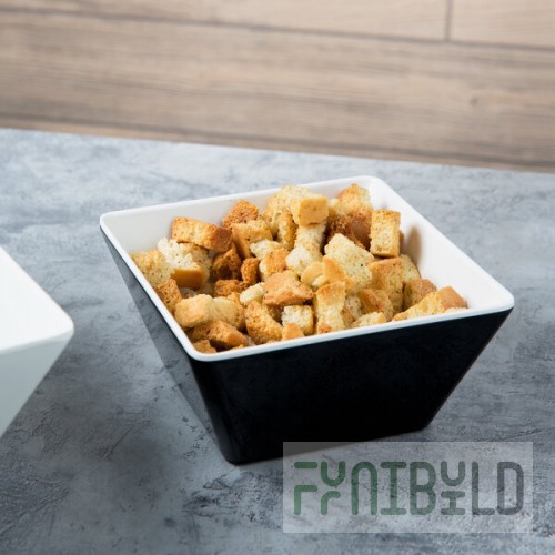 Vollrath V2220220 1.5 Qt. Black / White Medium Square Melamine Bowl