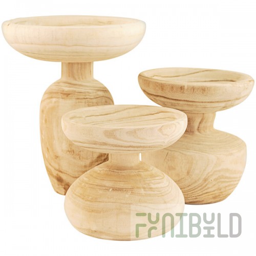 Kalalou 3-Piece Round Wooden Pedestal Set