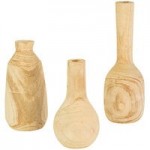 Kalalou 3-Piece Round Wooden Pedestal Set
