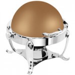 Eastern Tabletop 3918S 6 Qt. Stainless Steel Round Induction / Traditional Chafer with Stand and Hinged Dome Cover